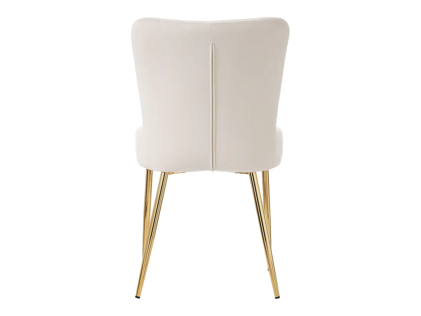 Juego de 2 sillas de terciopelo - con patas de metal dorado - Beige