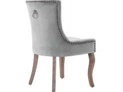 Juego de 2 sillas de terciopelo - con patas de madera maciza - gris
