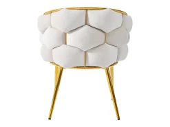 Juego de 2 sillas de terciopelo y metal, respaldo dorado, asiento acolchado de 6 cm – beige