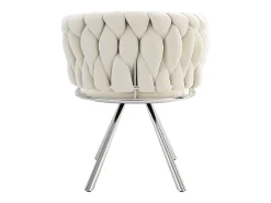 Juego de 2 sillas de terciopelo beige con respaldo tapizado y patas de metal plateado - para comedores y salas
