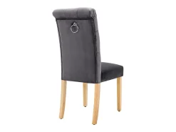 Juego de 6 sillas de terciopelo con patas de roble - Gris