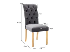 Juego de 6 sillas de terciopelo con patas de roble - Gris