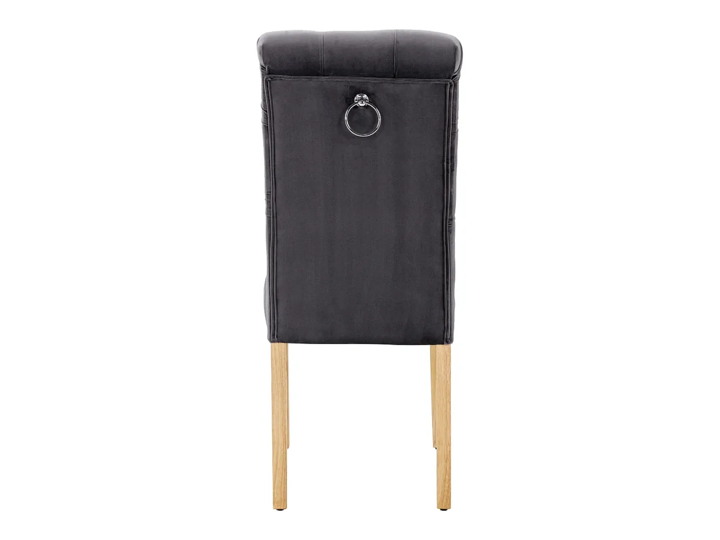 Juego de 6 sillas de terciopelo con patas de roble - Gris