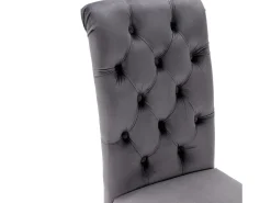 Juego de 6 sillas de terciopelo con patas de roble - Gris
