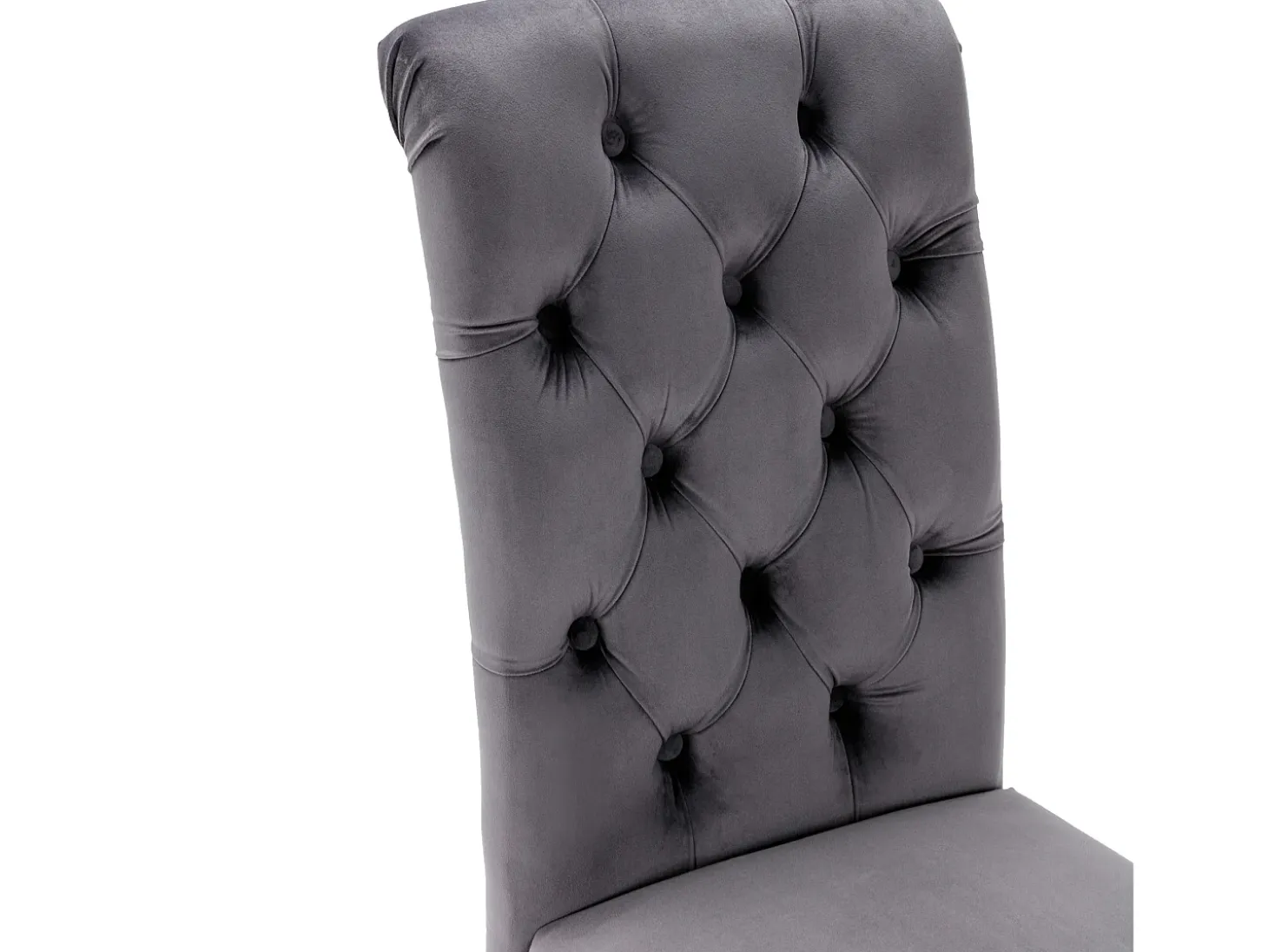 Juego de 6 sillas de terciopelo con patas de roble - Gris