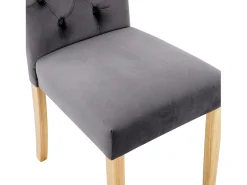 Juego de 6 sillas de terciopelo con patas de roble - Gris