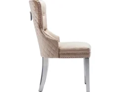 Juego de 4 sillas de terciopelo con patas de metal - Beige