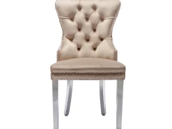 Juego de 4 sillas de terciopelo con patas de metal - Beige