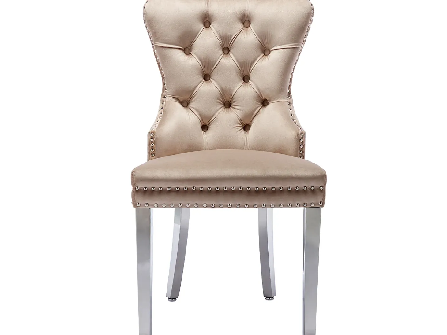 Juego de 4 sillas de terciopelo con patas de metal - Beige