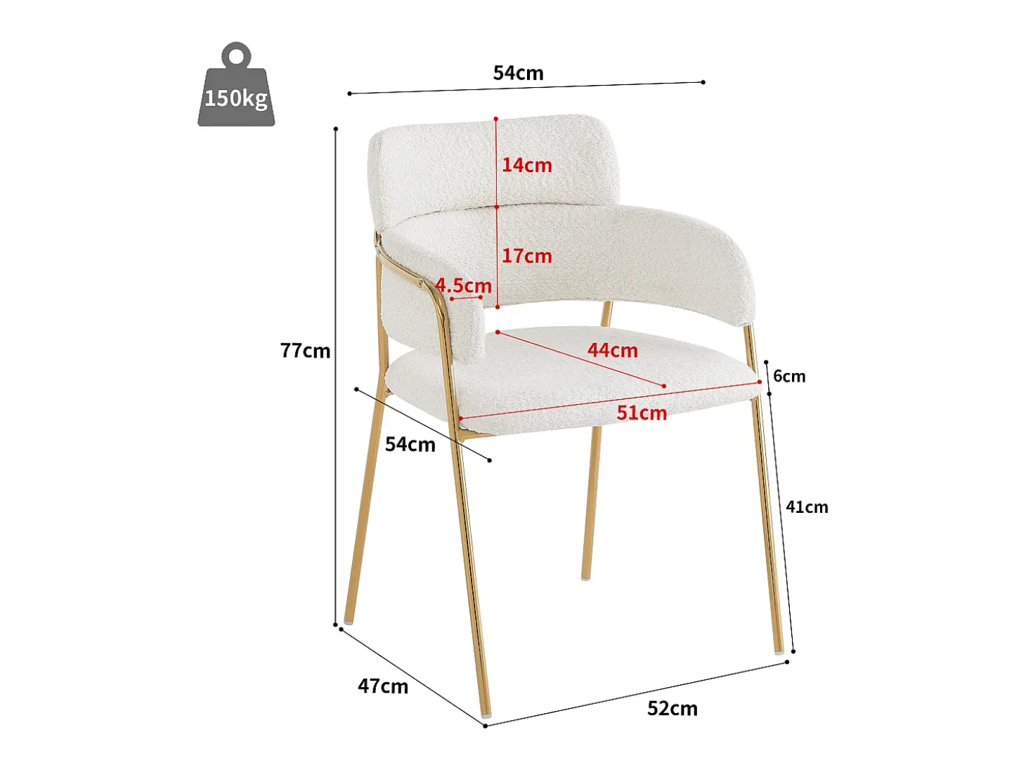 Juego de 6 sillas de terciopelo y metal – beige y dorado