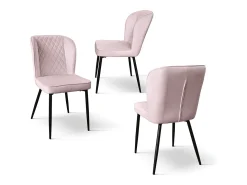 Juego de 4 sillas de terciopelo rosa y patas de metal antracita - SOHO