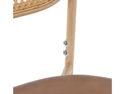 Juego de 4 sillas en PU y ratán - Patas de metal - Ergonómicas - Carga máxima 150 kg - 46×48×80 cm - Marrón