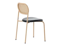 Juego de 4 sillas en PU y ratán - Patas de metal - Ergonómicas - Carga máxima 150 kg - 46×48×80 cm - Negro