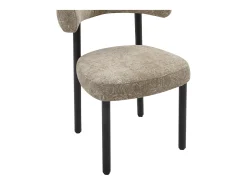 Juego de 6 sillas en tejido texturizado y metal negro - Beige y blanco - SELORIN