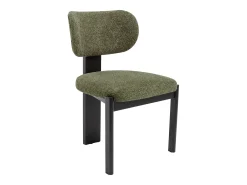 Juego de 6 sillas en tela bouclé y madera de hevea negra - Verde caqui - WILANA