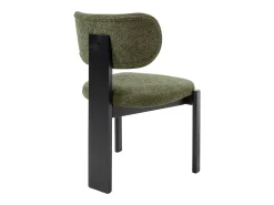 Juego de 6 sillas en tela bouclé y madera de hevea negra - Verde caqui - WILANA