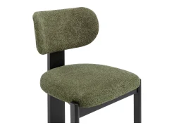 Juego de 6 sillas en tela bouclé y madera de hevea negra - Verde caqui - WILANA