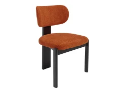 Juego de 6 sillas en tela bouclé y madera de hevea negra - Terracota - WILANA