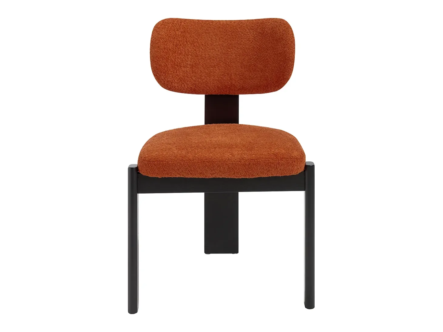 Juego de 6 sillas en tela bouclé y madera de hevea negra - Terracota - WILANA