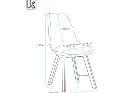 Juego de 2 sillas escandinavas para comedor o cocina, asiento ancho de plástico flexible, cojín de cuero sintético acolchado, patas de madera de haya LAO (blanco)