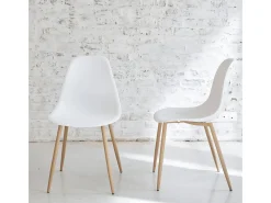 Juego de 2 sillas escandinavas blancas con patas de compás Marius - Diseño limpio y cómodo
