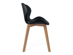 Juego de 4 sillas escandinavas de diseño para salón o comedor, asiento de cuero sintético acolchado, patas de madera de haya clara FATI (negro)