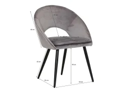 Juego de 2 sillas estilo sillón en terciopelo gris ratón Elouan, diseño escandinavo con cojín acolchado y patas de metal negro.
