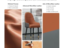 Juego de 2 sillas FATIVO - Microfibra imitación cuero - Patas de metal - Marrón + beige