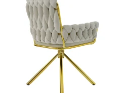 Juego de 6 sillas giratorias de terciopelo con reposabrazos - patas de metal dorado - Beige