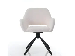 Juego de 4 sillas giratorias con reposabrazos - en rizo sherpa - estilo moderno - Blanco