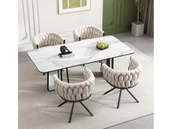 Juego de 6 sillas giratorias de terciopelo - 71 x 51,5 x 51,5 cm - para salón y dormitorio - con cuatro patas de metal - Gris