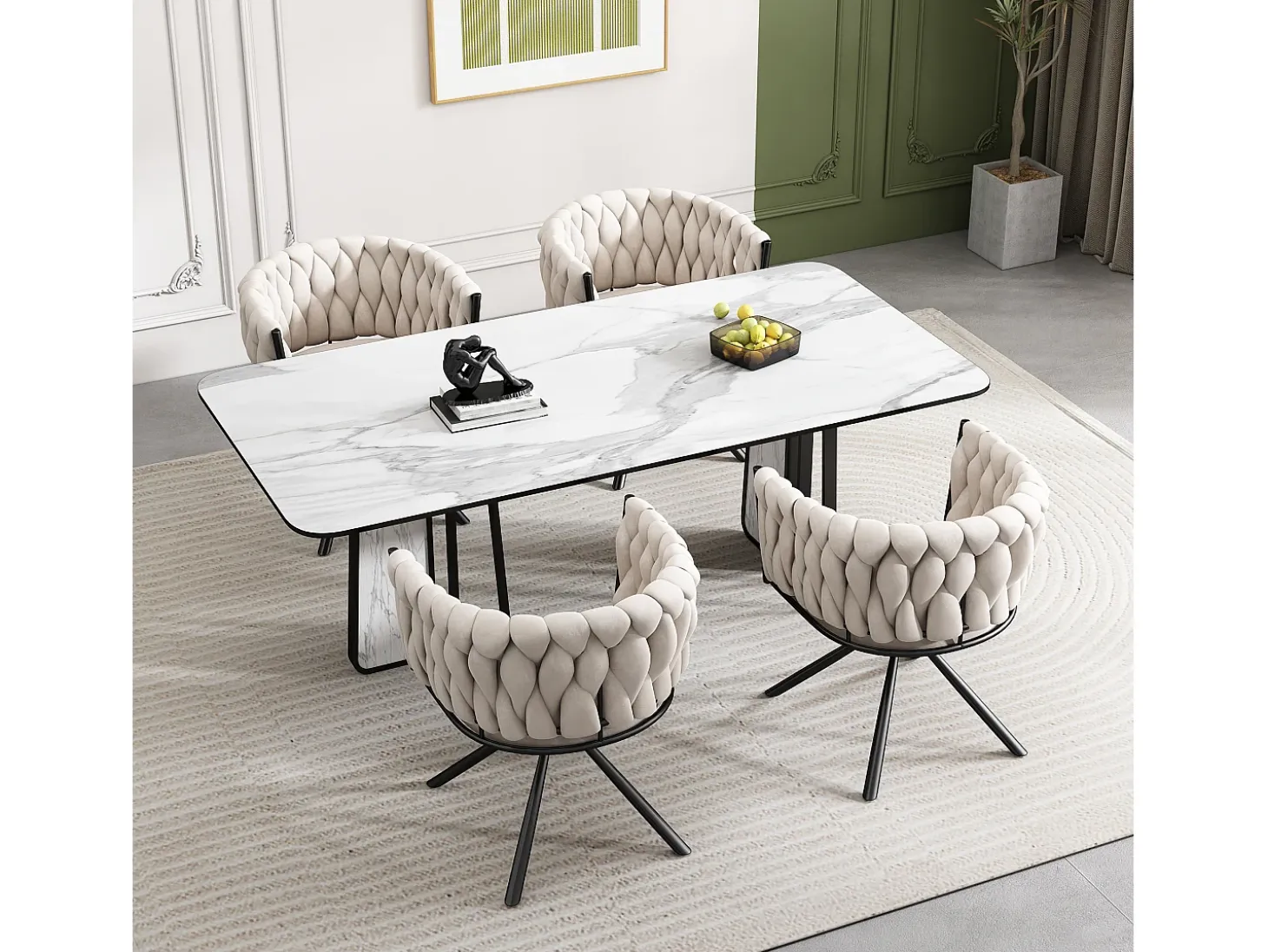 Juego de 6 sillas giratorias de terciopelo - 71 x 51,5 x 51,5 cm - para salón y dormitorio - con cuatro patas de metal - Gris