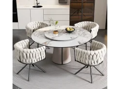 Juego de 6 sillas giratorias de terciopelo - 71 x 51,5 x 51,5 cm - para salón y dormitorio - con cuatro patas de metal - Gris