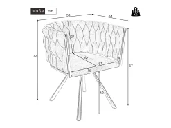Juego de 4 sillas giratorias con patas de metal dorado y tapizadas en terciopelo beige.