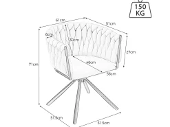 Juego de 4 sillas giratorias de terciopelo con reposabrazos - patas de metal - Gris