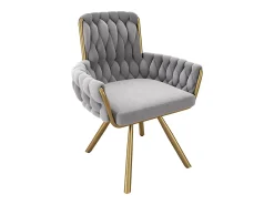 Juego de 6 sillas giratorias de terciopelo - 87 x 50 x 55 cm - Sillón con cuatro patas de metal - Gris