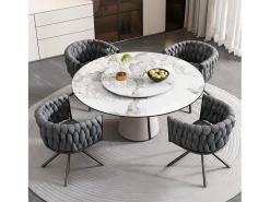 Juego de 2 sillas giratorias de terciopelo - 71 x 51,5 x 51,5 cm - para salón y dormitorio - con cuatro patas de metal - Gris