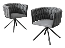Juego de 2 sillas giratorias de terciopelo - 71 x 51,5 x 51,5 cm - para salón y dormitorio - con cuatro patas de metal - Gris