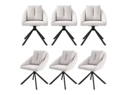 Juego de 6 sillas giratorias de terciopelo con estructura de metal ergonómica – beige