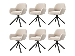 Juego de 6 sillas giratorias de terciopelo con reposabrazos – beige