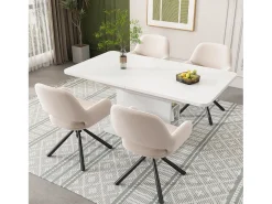 Juego de 6 sillas giratorias de terciopelo con reposabrazos – beige