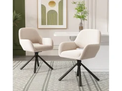 Juego de 6 sillas giratorias de terciopelo con reposabrazos – beige