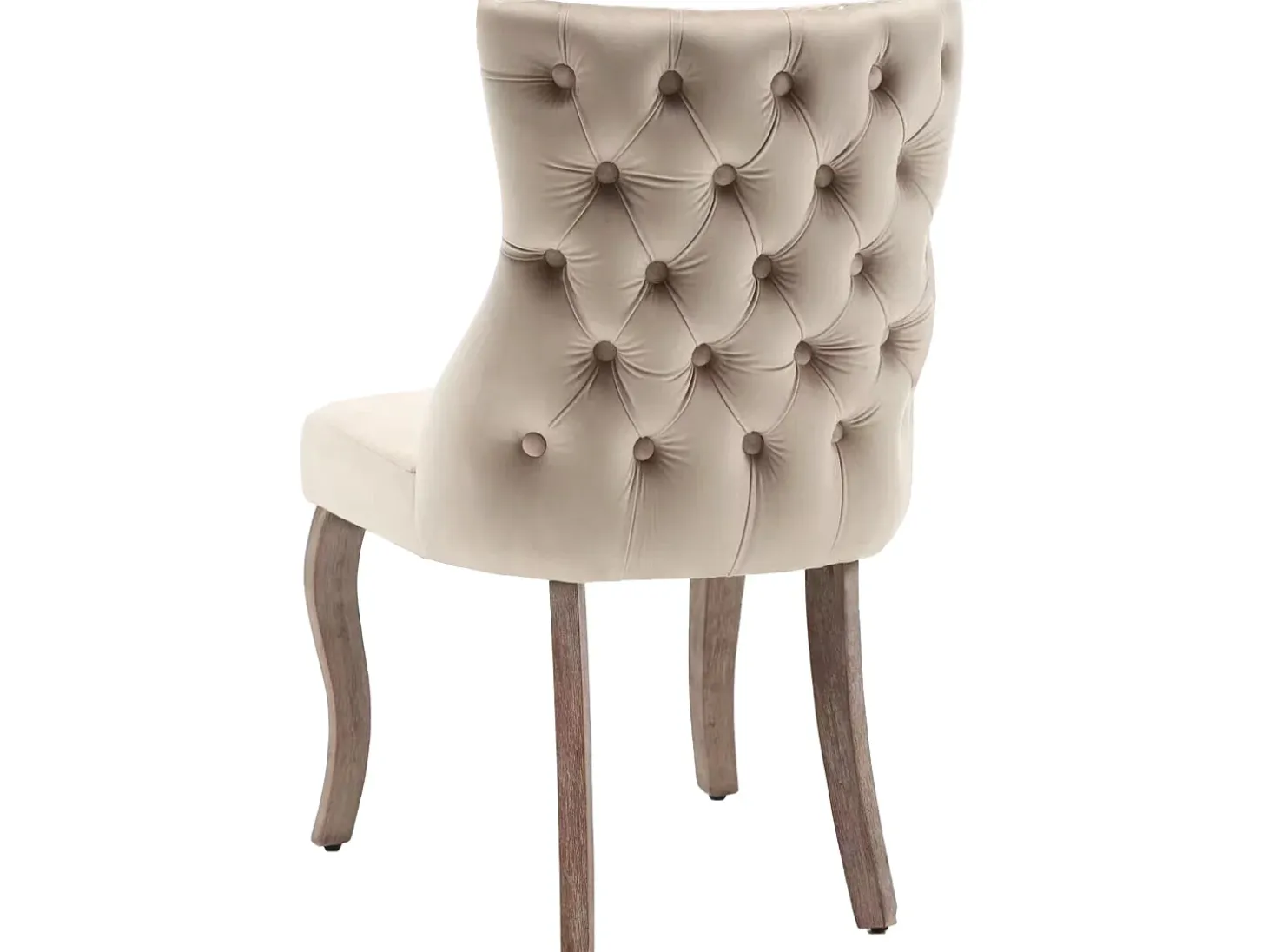 Juego de 2 sillas góndola de terciopelo - patas de madera maciza - Beige