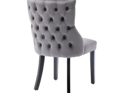 Juego de 6 sillas góndola de terciopelo - patas de madera maciza - Gris