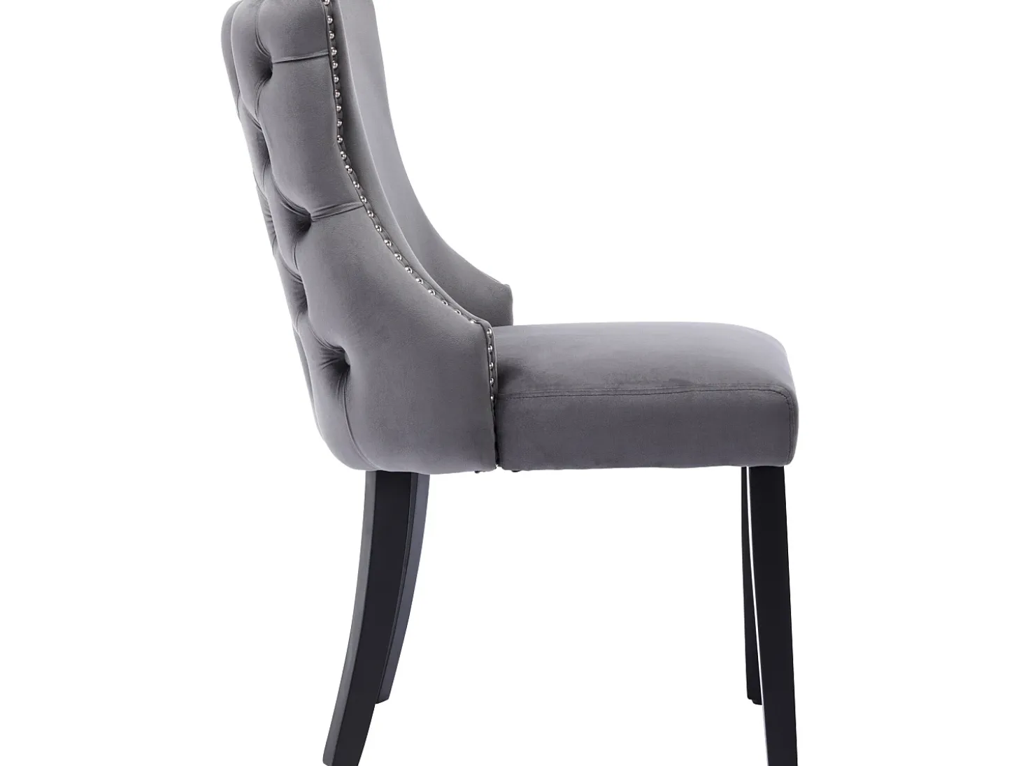Juego de 6 sillas góndola de terciopelo - patas de madera maciza - Gris