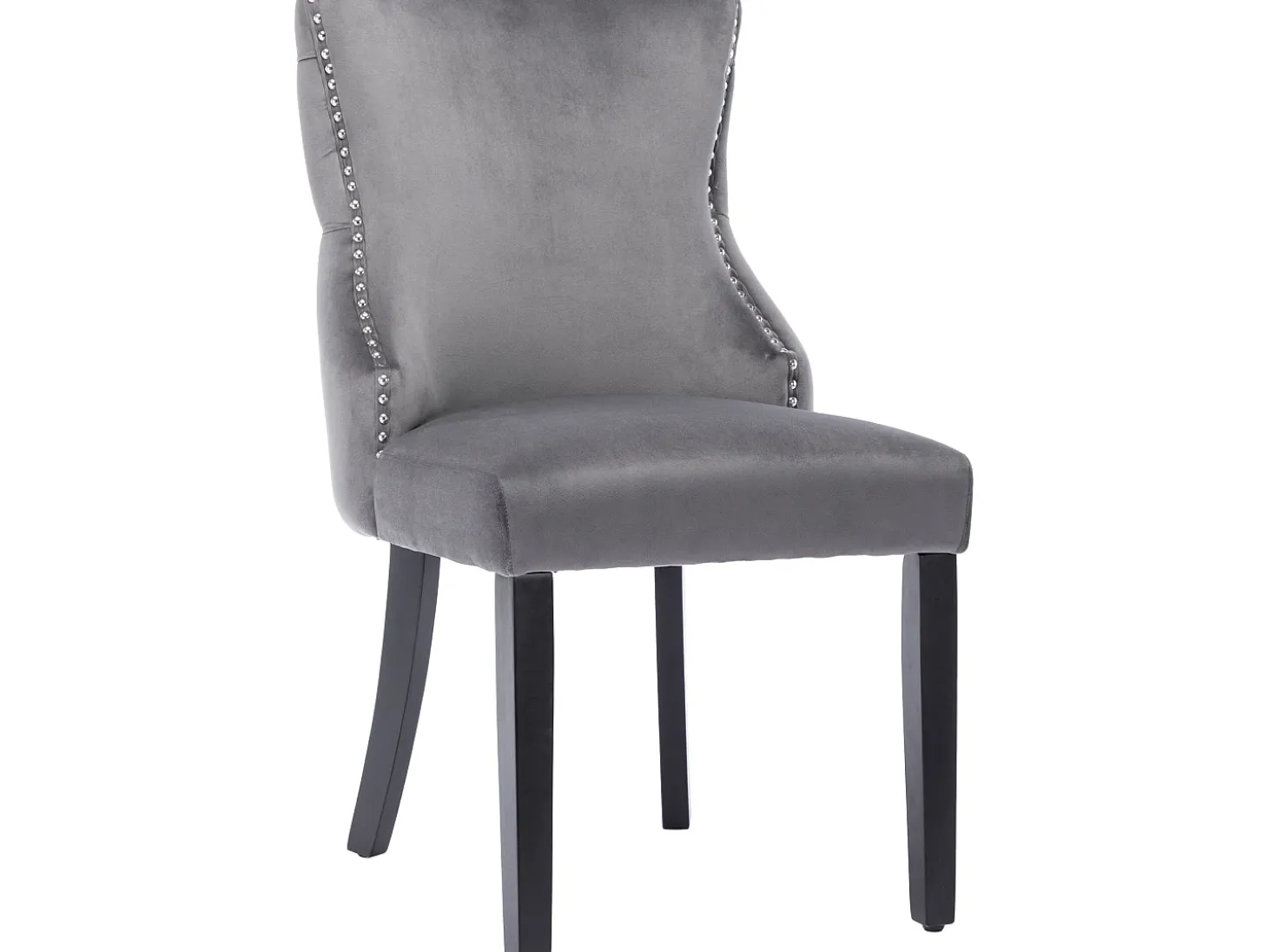 Juego de 6 sillas góndola de terciopelo - patas de madera maciza - Gris
