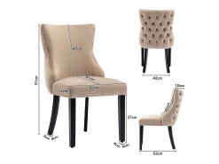 Juego de 6 sillas góndola de terciopelo - patas de madera maciza - Beige