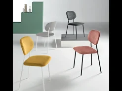 Juego de 2 sillas grises modernas "Nika" con revestimiento de tela y estructura de metal cm 48x54 86h