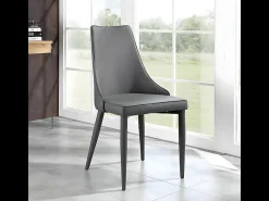 Juego de 4 sillas imbottite en similpelle gris scuro "Dalia" de pranzo moderno cm 46x46 91h