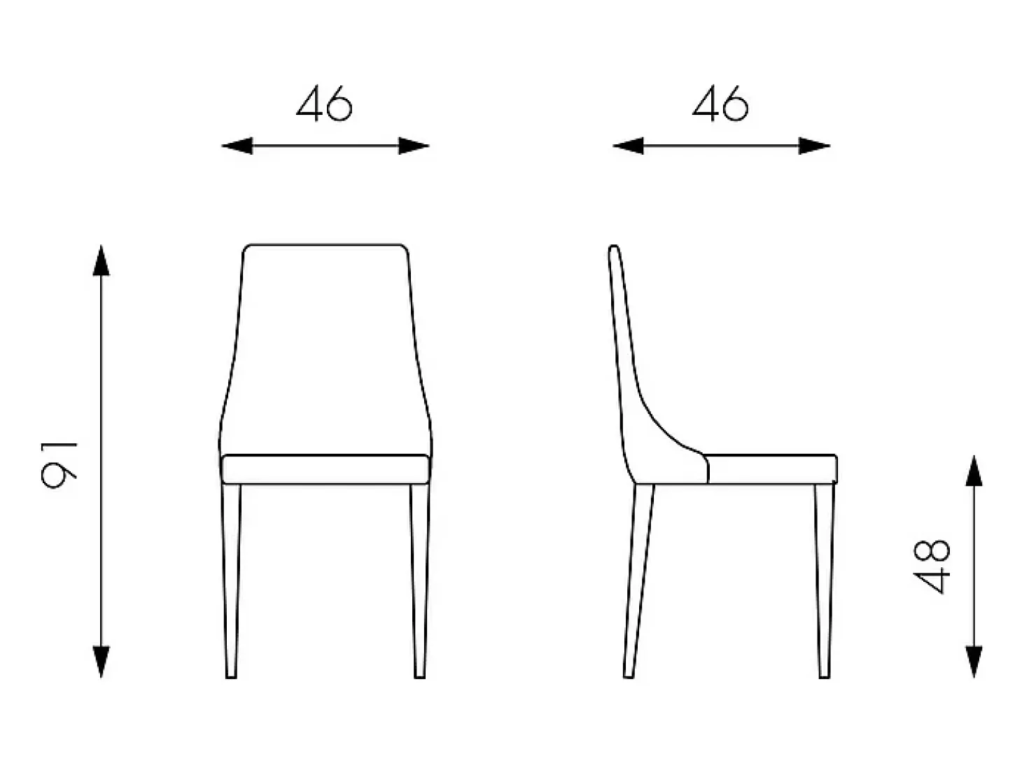 Juego de 4 sillas imbottite en similpelle gris scuro "Dalia" de pranzo moderno cm 46x46 91h